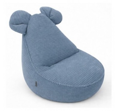 Pouf Bambini con Orecchie di Topo | Velluto a coste | 68x68x50 cm | Laguna Blu