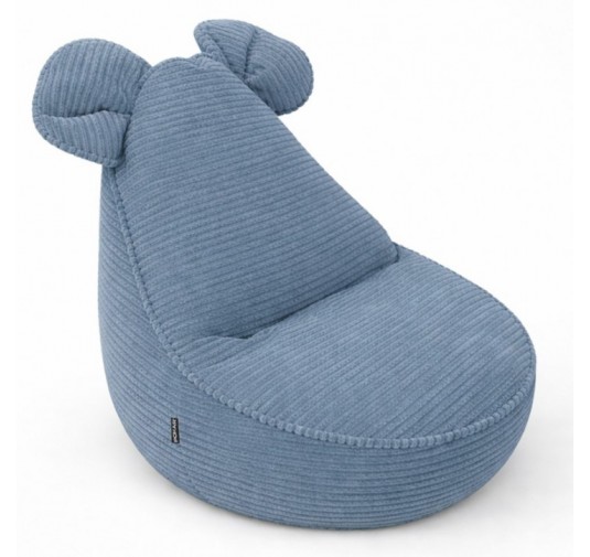Pouf Bambini con Orecchie di Topo | Velluto a coste | 68x68x50 cm | Laguna Blu