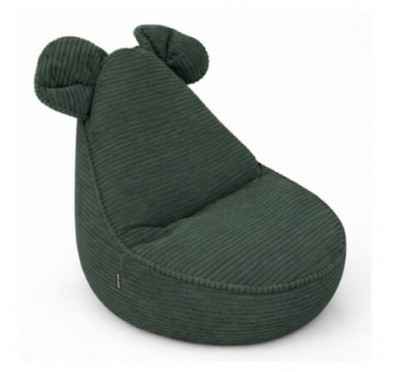 Pouf Bambini con Orecchie di Topo | Velluto a coste | 68x68x50 cm | Verde Bosco