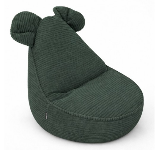 Pouf Bambini con Orecchie di Topo | Velluto a coste | 68x68x50 cm | Verde Bosco