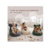 Pouf Bambini con Orecchie di Topo | Velluto a coste | 68x68x50 cm | Verde Bosco