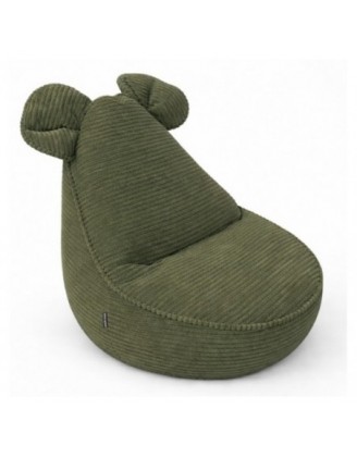 Pouf Bambini con Orecchie di Topo | Velluto a coste | 68x68x50 cm | Pisello di Primavera
