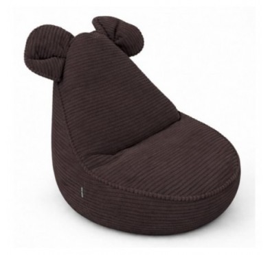 Pouf Bambini con Orecchie di Topo | Velluto a coste | 68x68x50 cm | Marrone Cioccolato