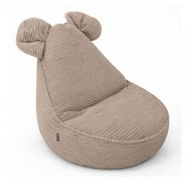 Pouf Bambini con Orecchie di Topo | Velluto a coste | 68x68x50 cm | Caramello Caldo