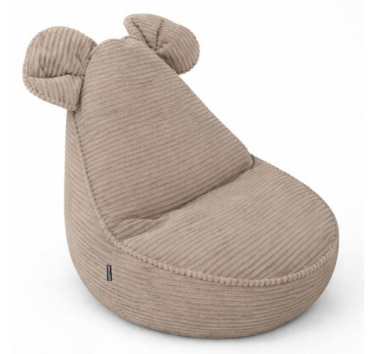 Pouf Bambini con Orecchie di Topo | Velluto a coste | 68x68x50 cm | Caramello Caldo