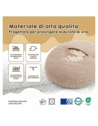 Pouf Bambini con Orecchie di Topo | Velluto a coste | 68x68x50 cm | Caramello Caldo