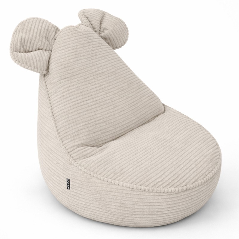 Pouf Bambini con Orecchie di Topo | Velluto a coste | 68x68x50 cm | Crepuscolo Sabbioso