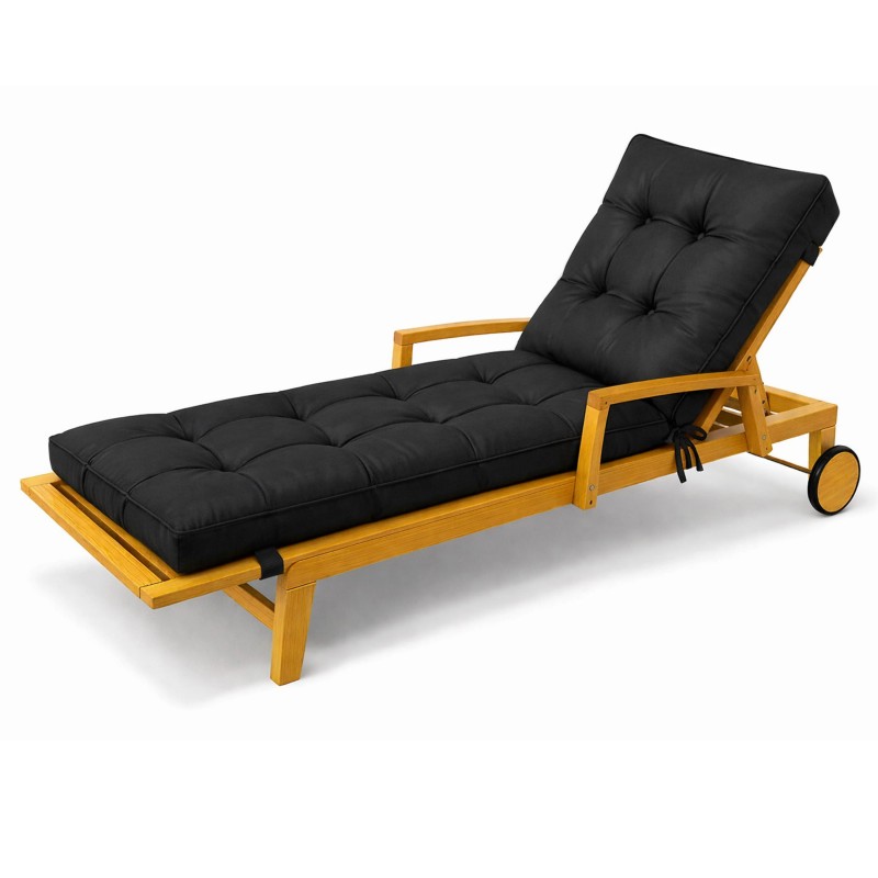 Cuscino per Sdraio da Giardino | Idrorepellente e Impermeabile | 200x60x13 cm | Nero Cuscino per Sdraio da Giardino | Idrorepellente e Impermeabile | 200x60x13 cm | Nero