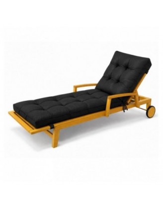 Cuscino per Sdraio da Giardino | Idrorepellente e Impermeabile | 200x60x13 cm | Nero