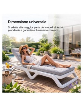 Cuscino per Sdraio da Giardino | Idrorepellente e Impermeabile | 200x60x13 cm | Nero