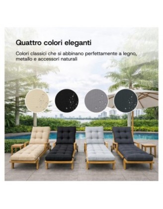 Cuscino per Sdraio da Giardino | Idrorepellente e Impermeabile | 200x60x13 cm | Nero
