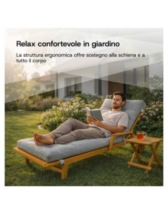 Cuscino per Sdraio da Giardino | Idrorepellente e Impermeabile | 200x60x13 cm | Antracite