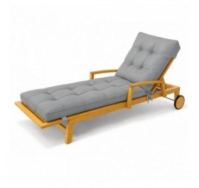 Cuscino per Sdraio da Giardino | Idrorepellente e Impermeabile | 200x60x13 cm | Grigio