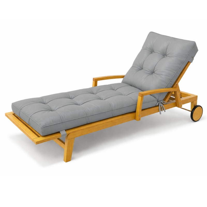 Cuscino per Sdraio da Giardino | Idrorepellente e Impermeabile | 200x60x13 cm | Grigio
