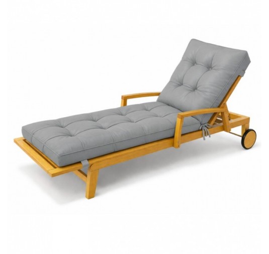 Cuscino per Sdraio da Giardino | Idrorepellente e Impermeabile | 200x60x13 cm | Grigio