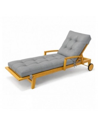 Cuscino per Sdraio da Giardino | Idrorepellente e Impermeabile | 200x60x13 cm | Grigio