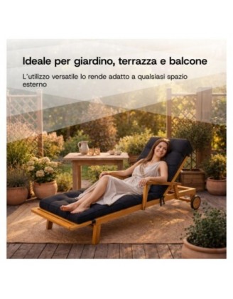 Cuscino per Sdraio da Giardino | Idrorepellente e Impermeabile | 200x60x13 cm | Grigio