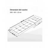 Cuscino per Sdraio da Giardino | Idrorepellente e Impermeabile | 200x60x13 cm | Grigio