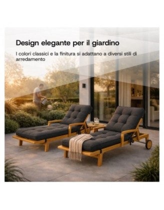 Cuscino per Sdraio da Giardino | Idrorepellente e Impermeabile | 200x60x13 cm | Grigio