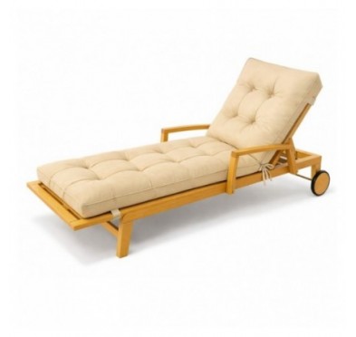 Cuscino per Sdraio da Giardino | Idrorepellente e Impermeabile | 200x60x13 cm | Beige