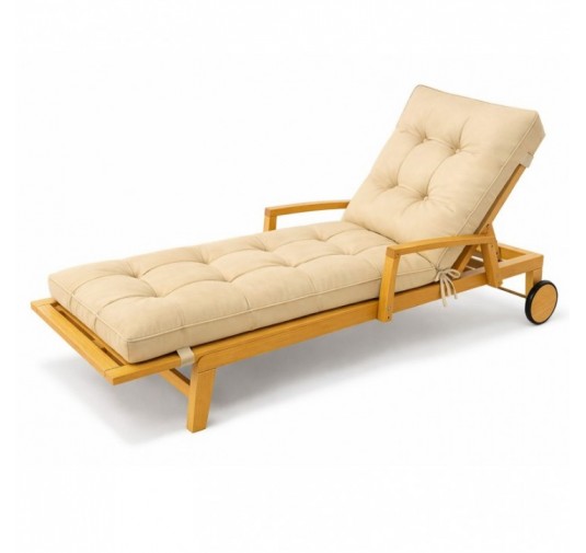 Cuscino per Sdraio da Giardino | Idrorepellente e Impermeabile | 200x60x13 cm | Beige