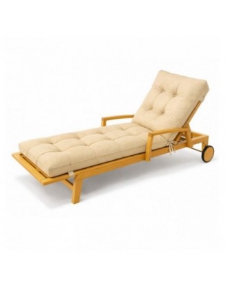 Cuscino per Sdraio da Giardino | Idrorepellente e Impermeabile | 200x60x13 cm | Beige