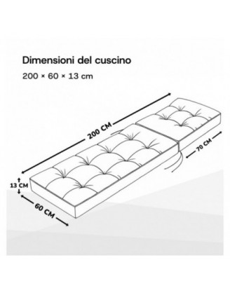 Cuscino per Sdraio da Giardino | Idrorepellente e Impermeabile | 200x60x13 cm | Beige