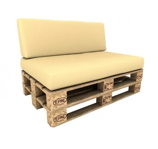 Set di 2 Cuscini per Pallet Impermeabile 120x80 + 120x40 Beige