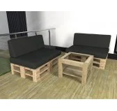 Set di 2 Cuscini per Pallet Impermeabile 120x80 + 120x40 Nero