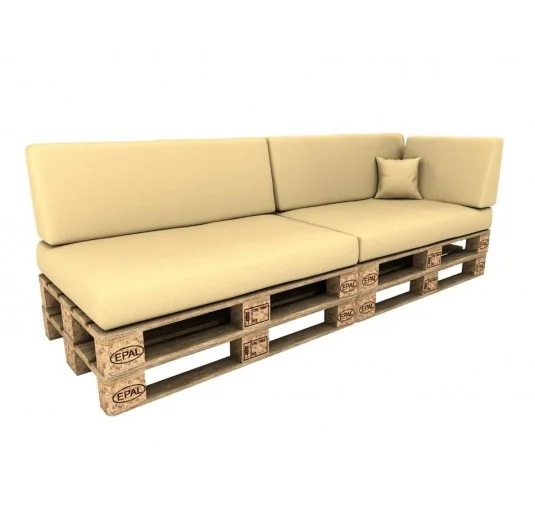 Set di 6 Cuscini per Pallet Impermeabile 120x80 + 120x40 Beige