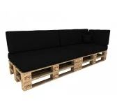 Set di 6 Cuscini per Pallet Impermeabile 120x80 + 120x40 Nero