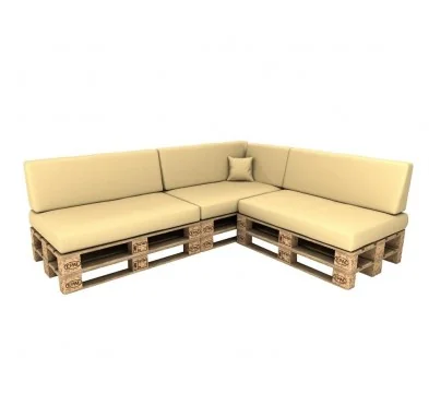 Set di 8 Cuscini per Pallet Impermeabile 120x80 + 120x40 Beige