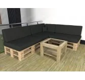 Set di 8 Cuscini per Pallet Impermeabile 120x80 + 120x40 Antracite