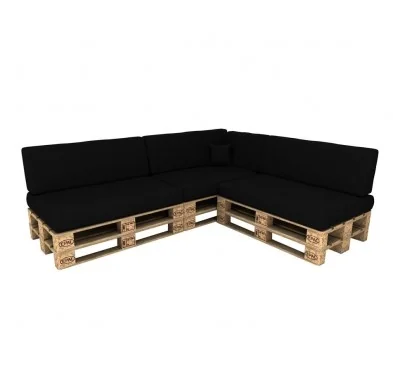 Set di 8 Cuscini per Pallet Impermeabile 120x80 + 120x40 Nero