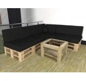 Set di 8 Cuscini per Pallet Impermeabile 120x80 + 120x40 Nero