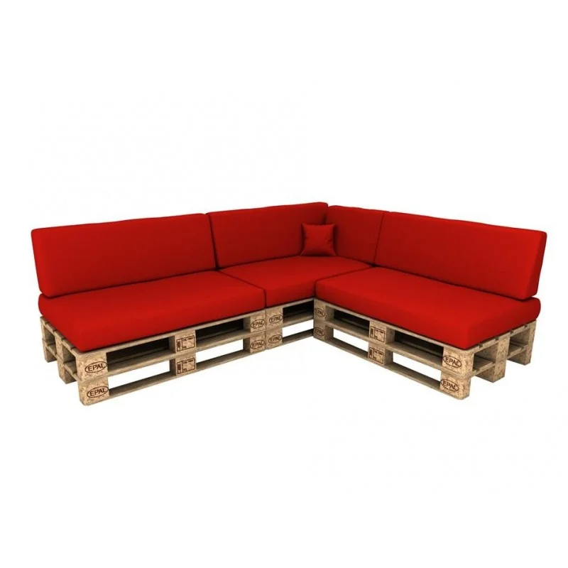 Set di 8 Cuscini per Pallet Impermeabile 120x80 + 120x40 Rosso