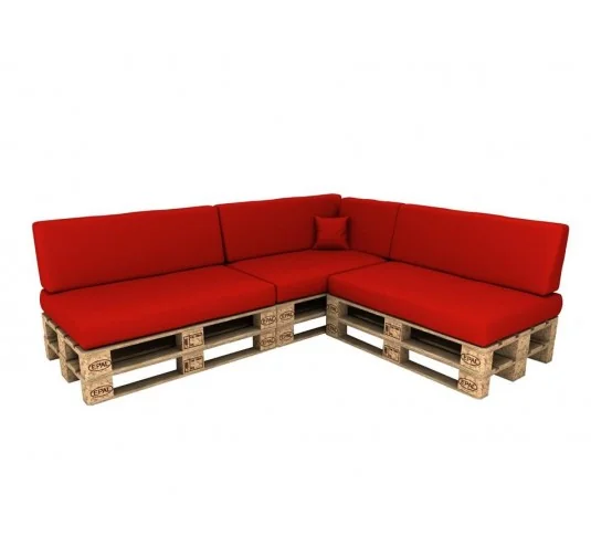 Set di 8 Cuscini per Pallet Impermeabile 120x80 + 120x40 Rosso