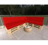 Set di 8 Cuscini per Pallet Impermeabile 120x80 + 120x40 Rosso