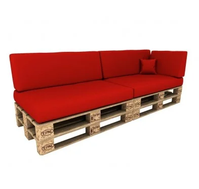 Set di 6 Cuscini per Pallet Impermeabile 120x80 + 120x40 Rosso