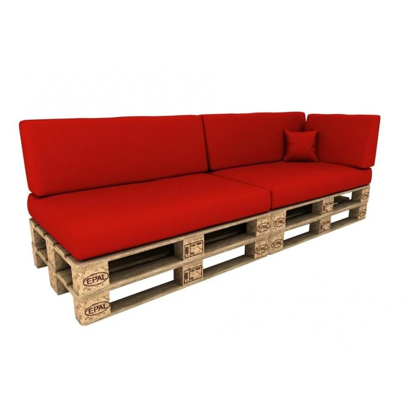 Set di 6 Cuscini per Pallet Impermeabile 120x80 + 120x40 Rosso