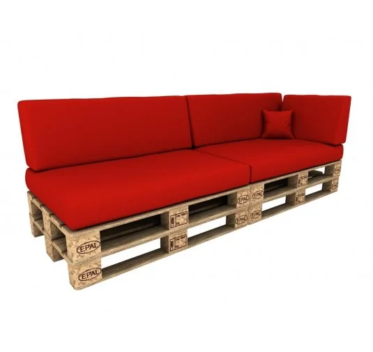 Set di 6 Cuscini per Pallet Impermeabile 120x80 + 120x40 Rosso