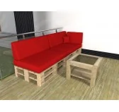 Set di 6 Cuscini per Pallet Impermeabile 120x80 + 120x40 Rosso