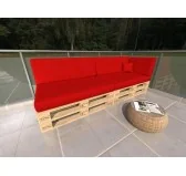 Set di 6 Cuscini per Pallet Impermeabile 120x80 + 120x40 Rosso