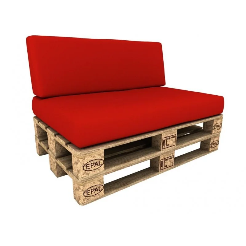 Set di 2 Cuscini per Pallet Impermeabile 120x80 + 120x40 Rosso