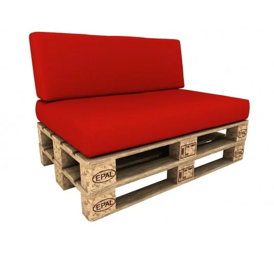 Set di 2 Cuscini per Pallet Impermeabile 120x80 + 120x40 Rosso