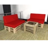 Set di 2 Cuscini per Pallet Impermeabile 120x80 + 120x40 Rosso