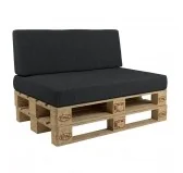 Set di 2 Copricuscino per Cuscini per Pallet:1x 120x80 Cuscino-Sedile + 1x Cuscino-Schienale 120x40, Antracite