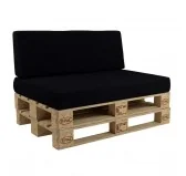 Set di 2 Copricuscino per Cuscini per Pallet:1x 120x80 Cuscino-Sedile + 1x Cuscino-Schienale 120x40, Nero