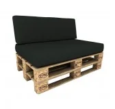 Set di 2 Copricuscino Impermeabile per Cuscini per Pallet:1x 120x80 Cuscino-Sedile + 1x Cuscino-Schienale 120x40, Antracite