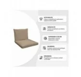 Cuscini per Sedie, Cuscino da Giardino, Set di 2: Cuscino seduta 60x60x5 cm + Cuscino schienale 60x40x15 cm, Beige